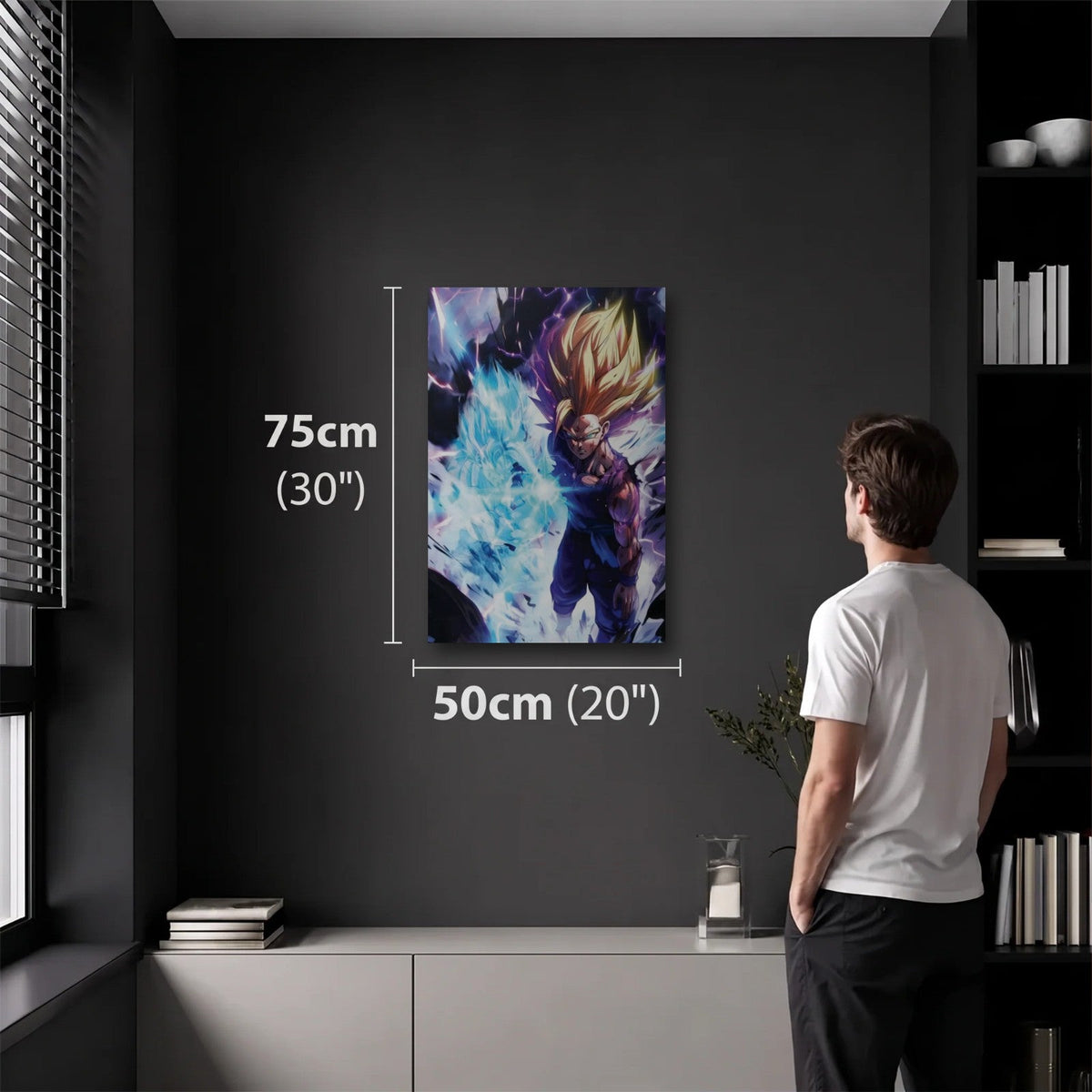 Anime Art 50x75 cm acrylic wall art in a dark modern room
