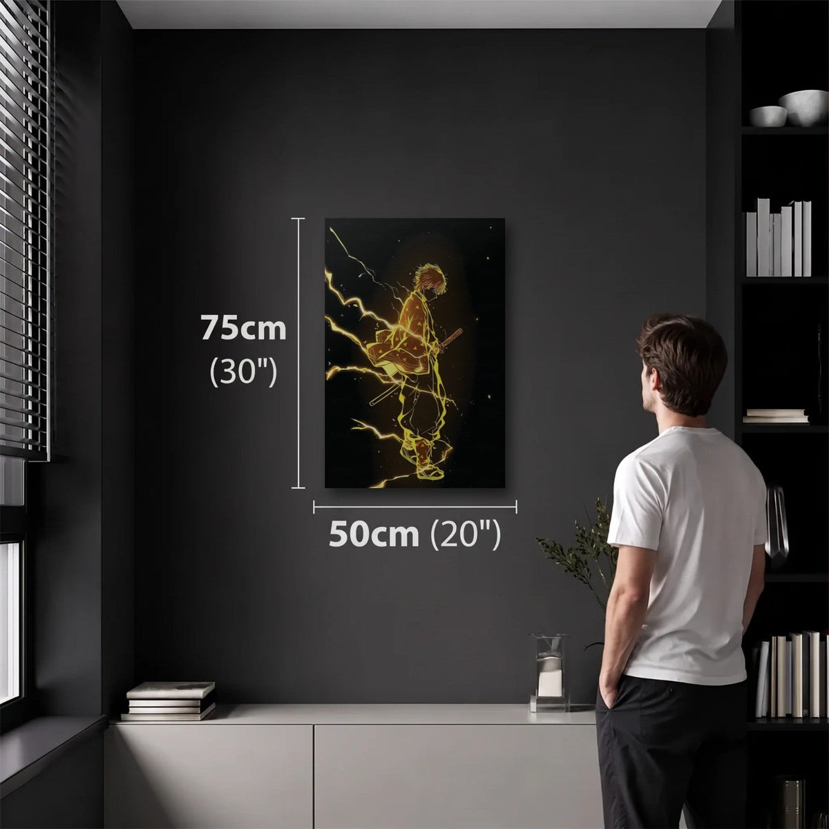 Anime Art 50x75 cm acrylic wall art in a dark modern room