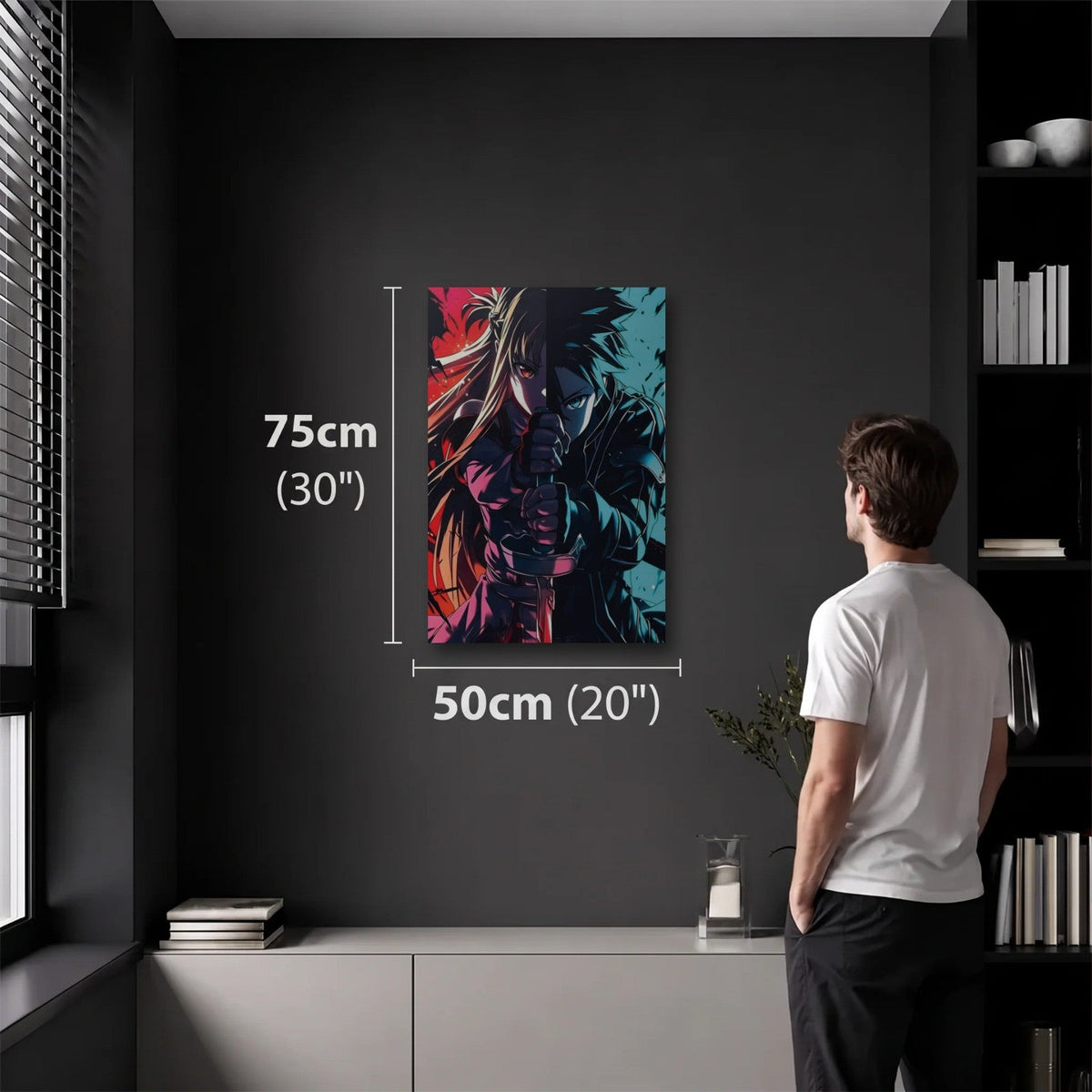 Anime Art 50x75 cm acrylic wall art in a dark modern room