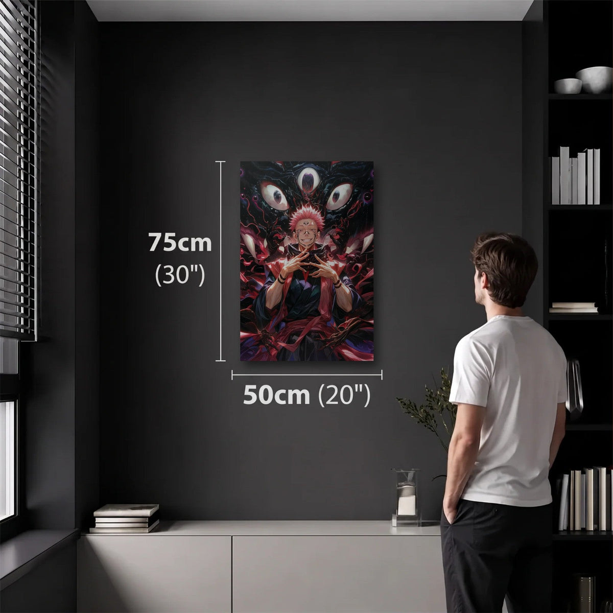 Anime Art 50x75 cm acrylic wall art in a dark modern room