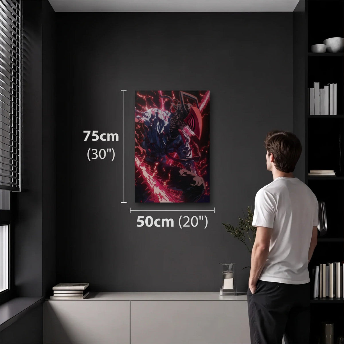 Anime Art 50x75 cm acrylic wall art in a dark modern room