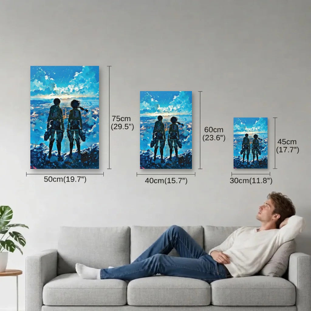 Anime Art size guide 30x45, 40x60, 50x75 cm