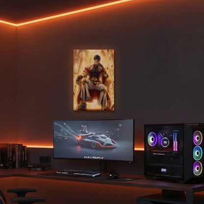 Anime Art acrylic wall art in an orange LED gaming room