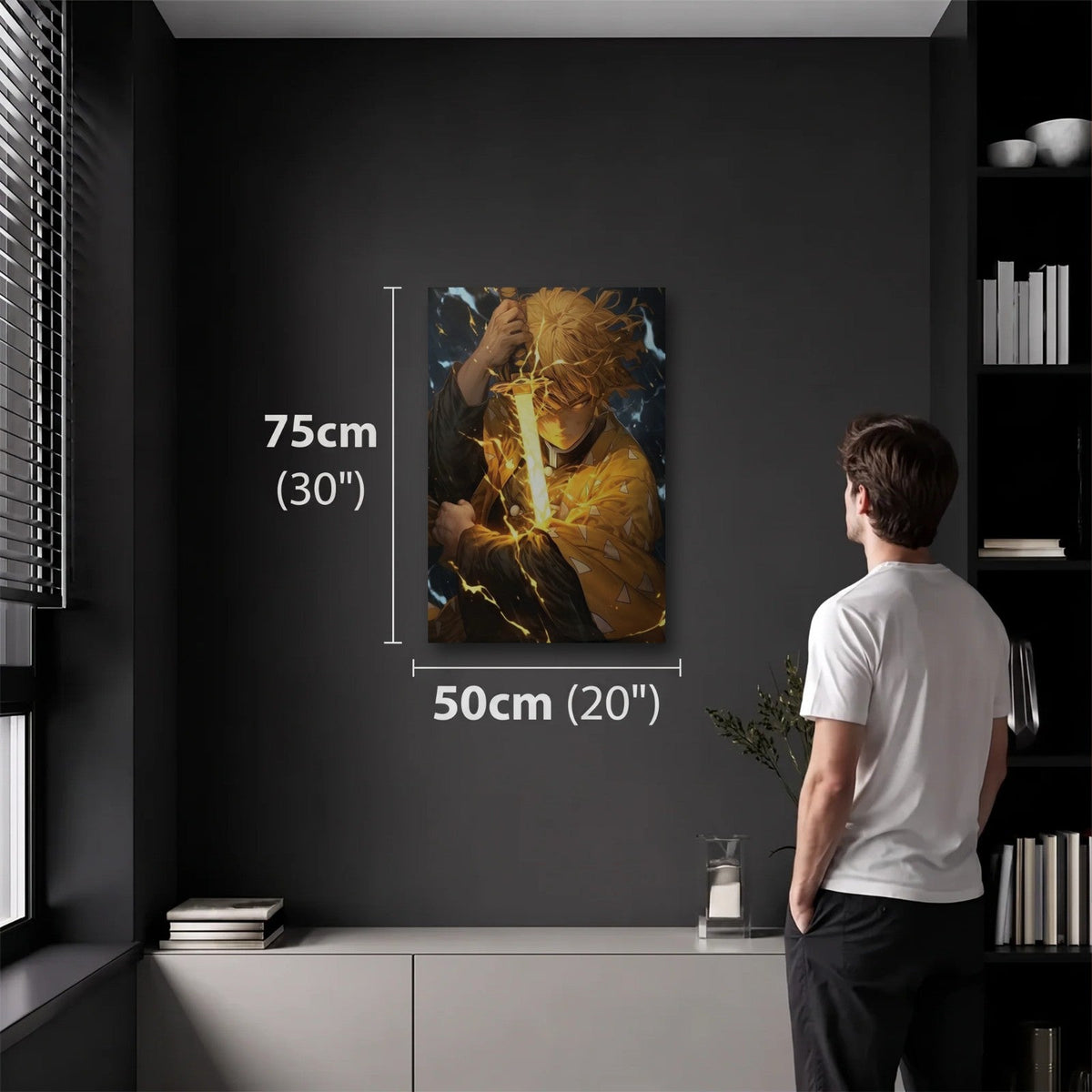 Anime Art 50x75 cm acrylic wall art in a dark modern room