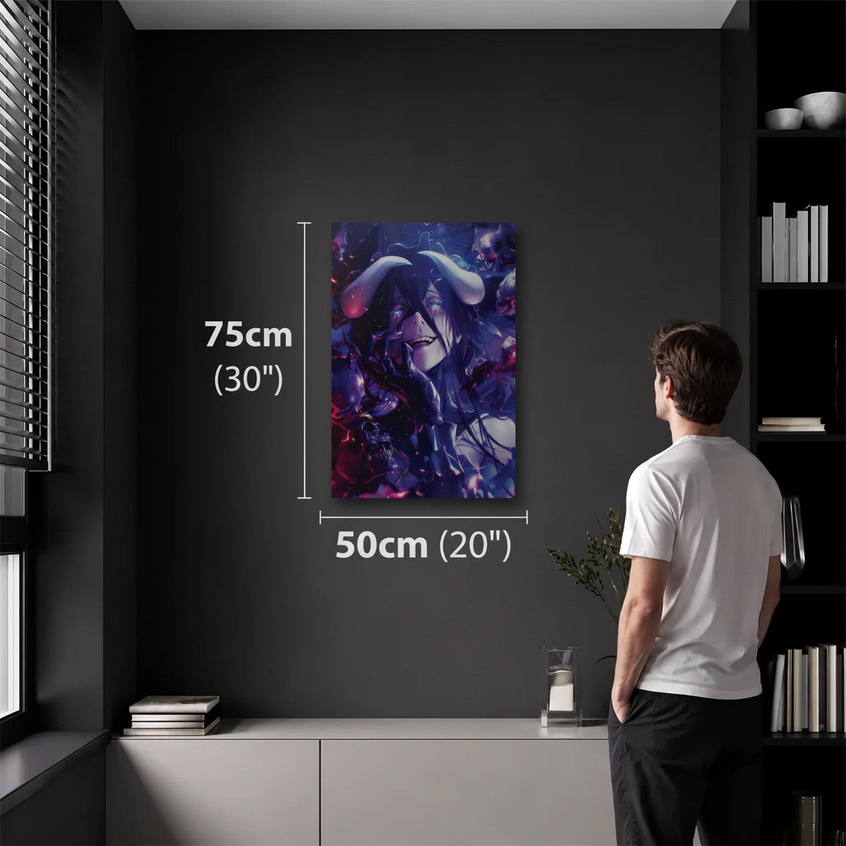 Anime Art 50x75 cm acrylic wall art in a dark modern room