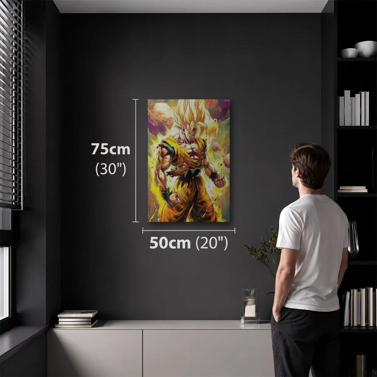 Anime Art 50x75 cm acrylic wall art in a dark modern room