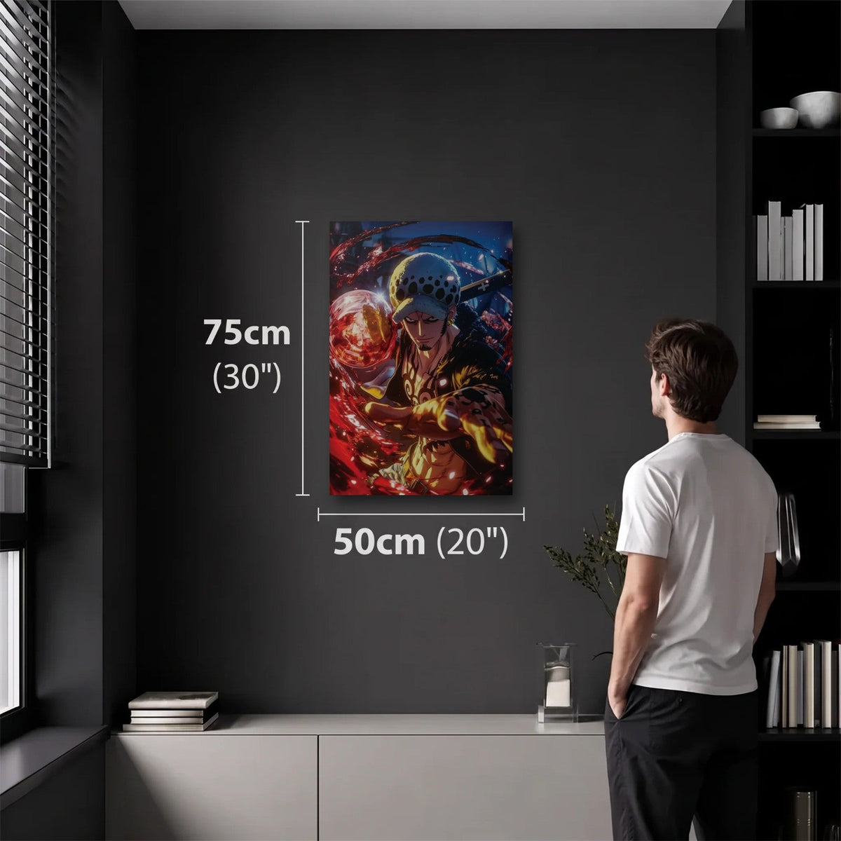 Anime Art 50x75 cm acrylic wall art in a dark modern room