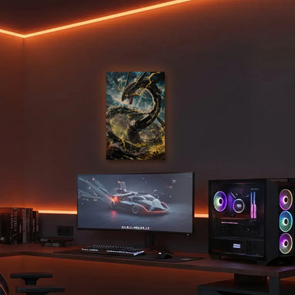 Anime Art acrylic wall art in an orange LED gaming room