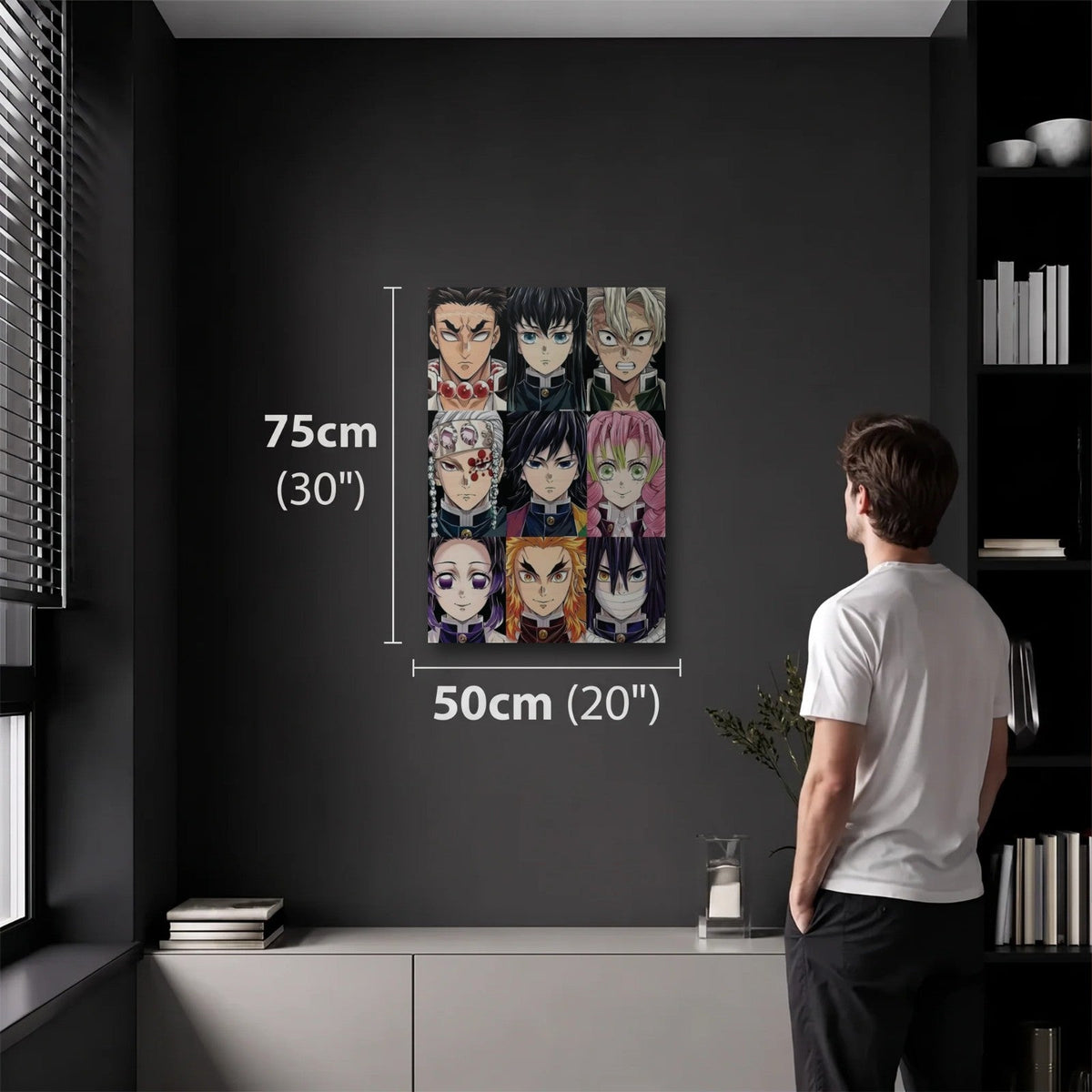 Anime Art 50x75 cm acrylic wall art in a dark modern room