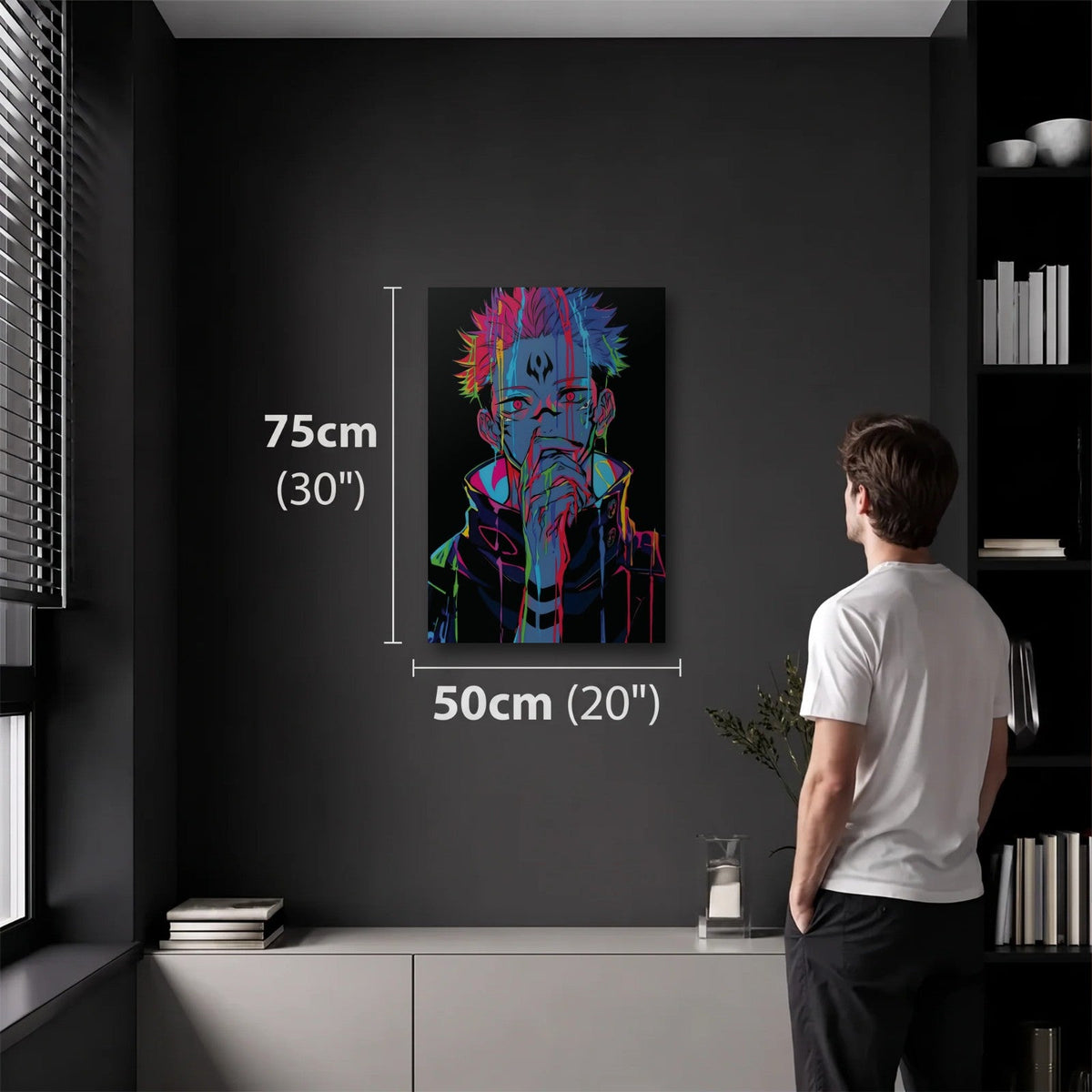 Anime Art 50x75 cm acrylic wall art in a dark modern room