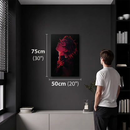 Anime Art 50x75 cm acrylic wall art in a dark modern room