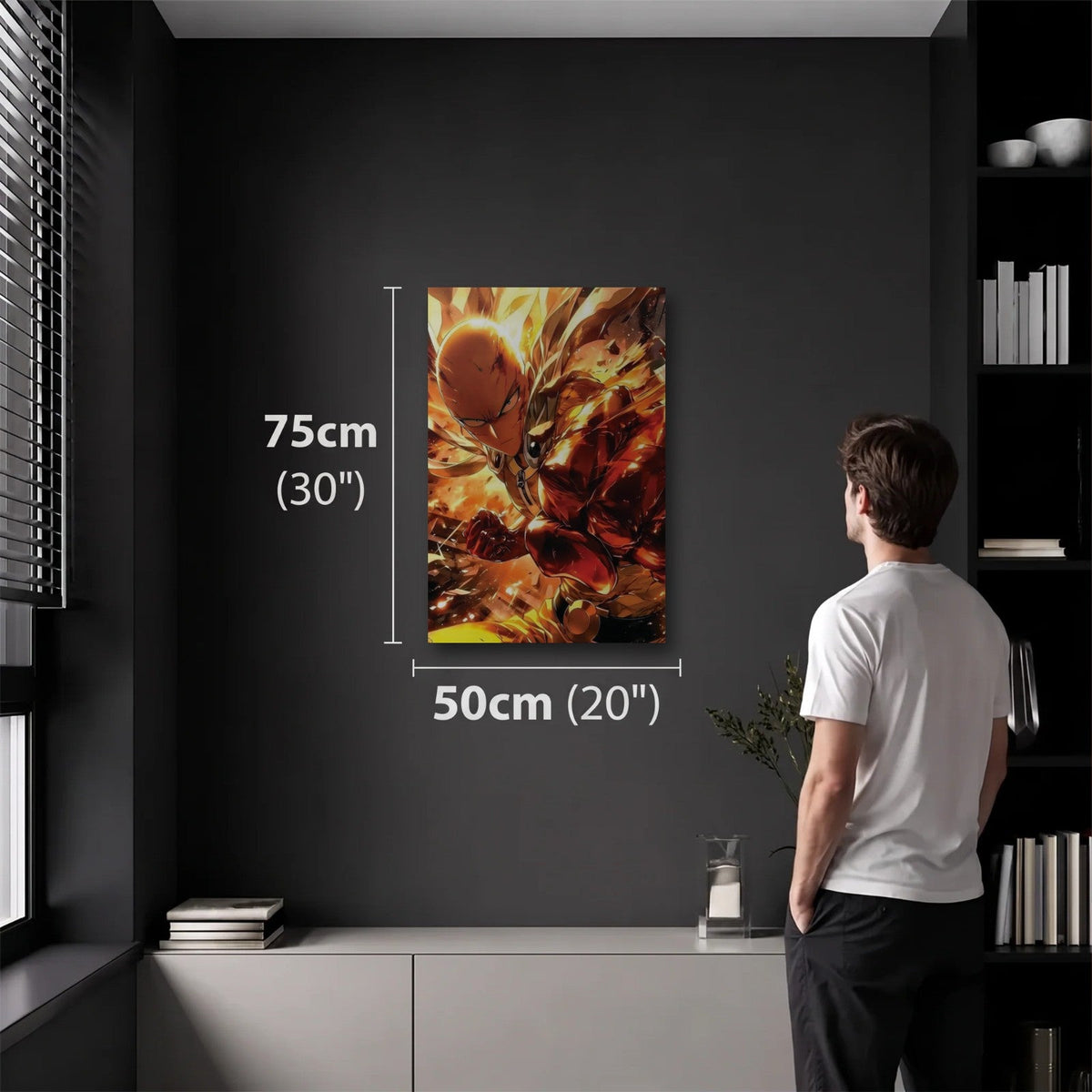 Anime Art 50x75 cm acrylic wall art in a dark modern room