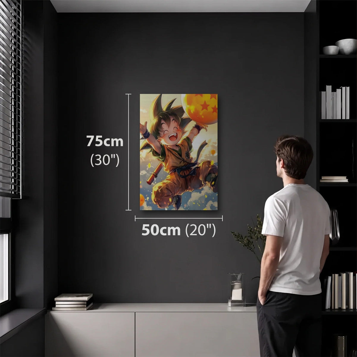 Anime Art 50x75 cm acrylic wall art in a dark modern room