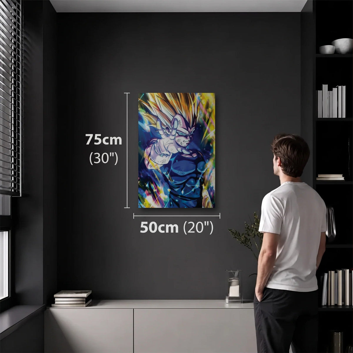 Anime Art 50x75 cm acrylic wall art in a dark modern room
