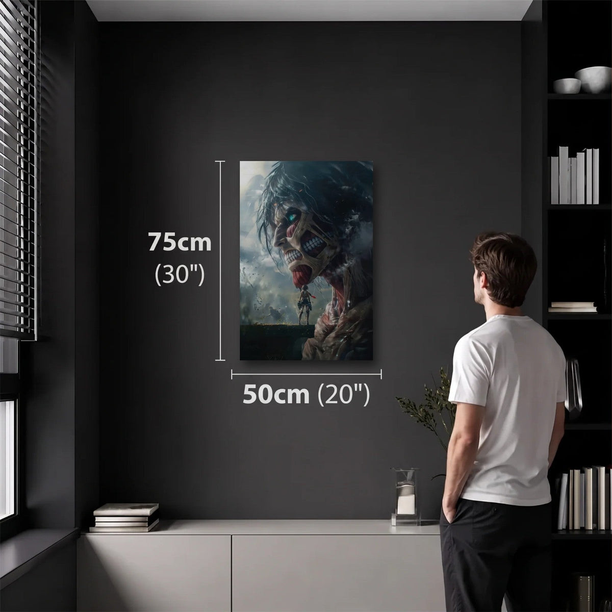 Anime Art 50x75 cm acrylic wall art in a dark modern room