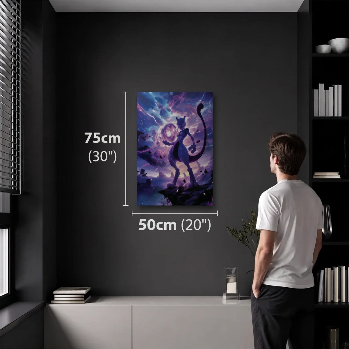 Anime Art 50x75 cm acrylic wall art in a dark modern room