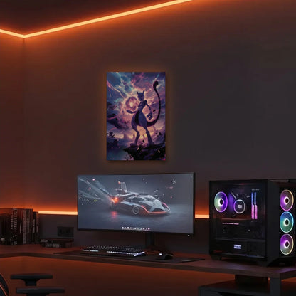 Anime Art acrylic wall art in an orange LED gaming room