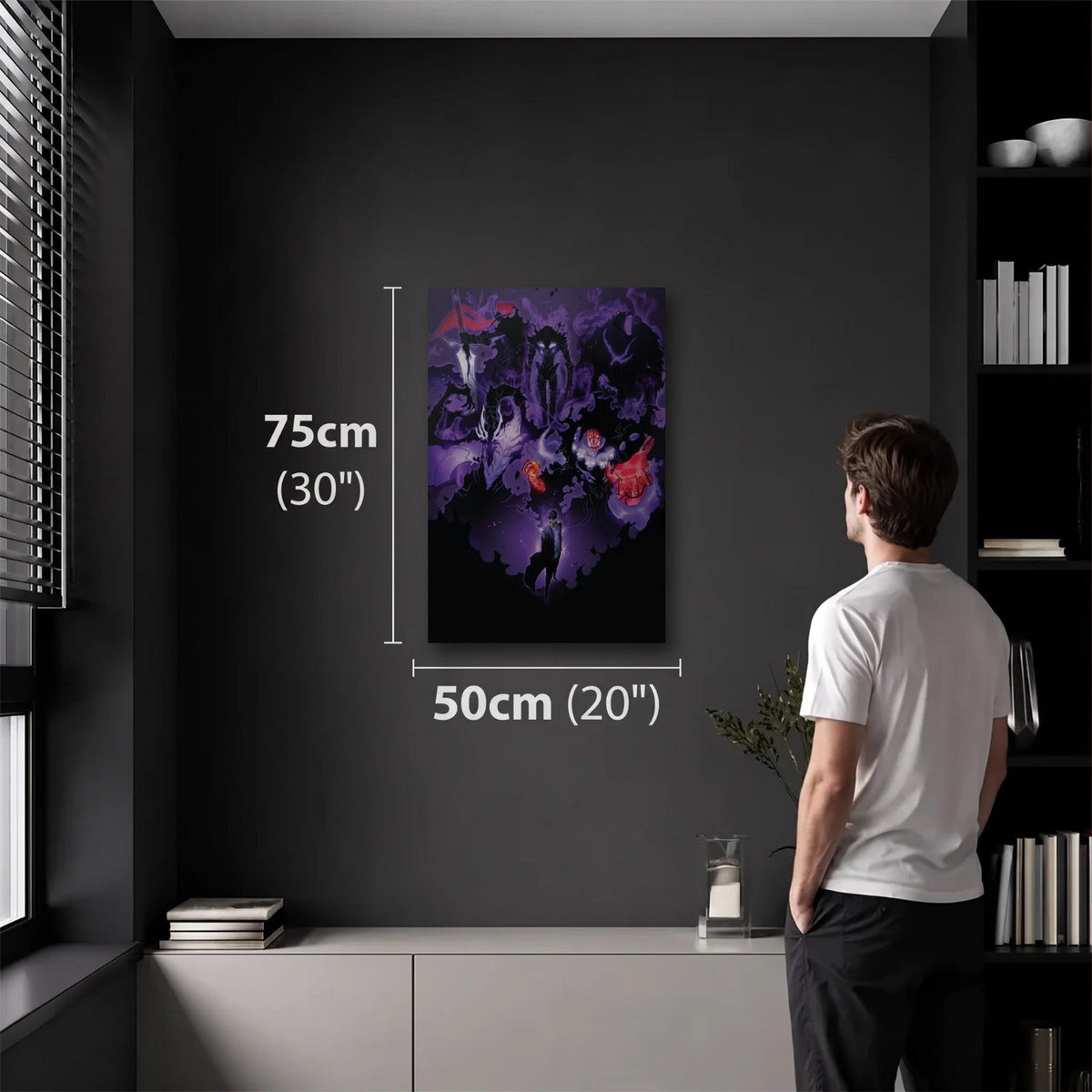 Anime Art 50x75 cm acrylic wall art in a dark modern room