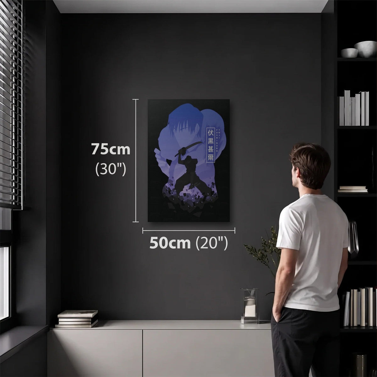 Anime Art 50x75 cm acrylic wall art in a dark modern room