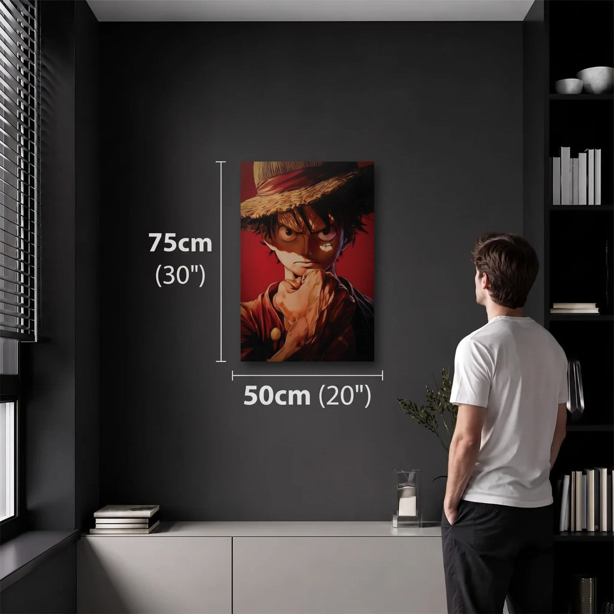 Anime Art 50x75 cm acrylic wall art in a dark modern room