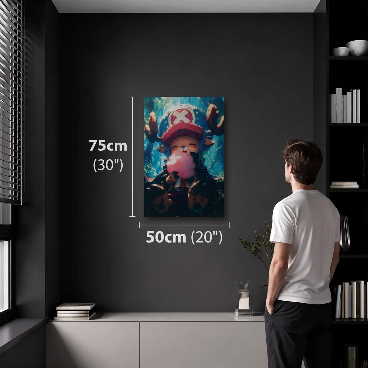 Anime Art 50x75 cm acrylic wall art in a dark modern room