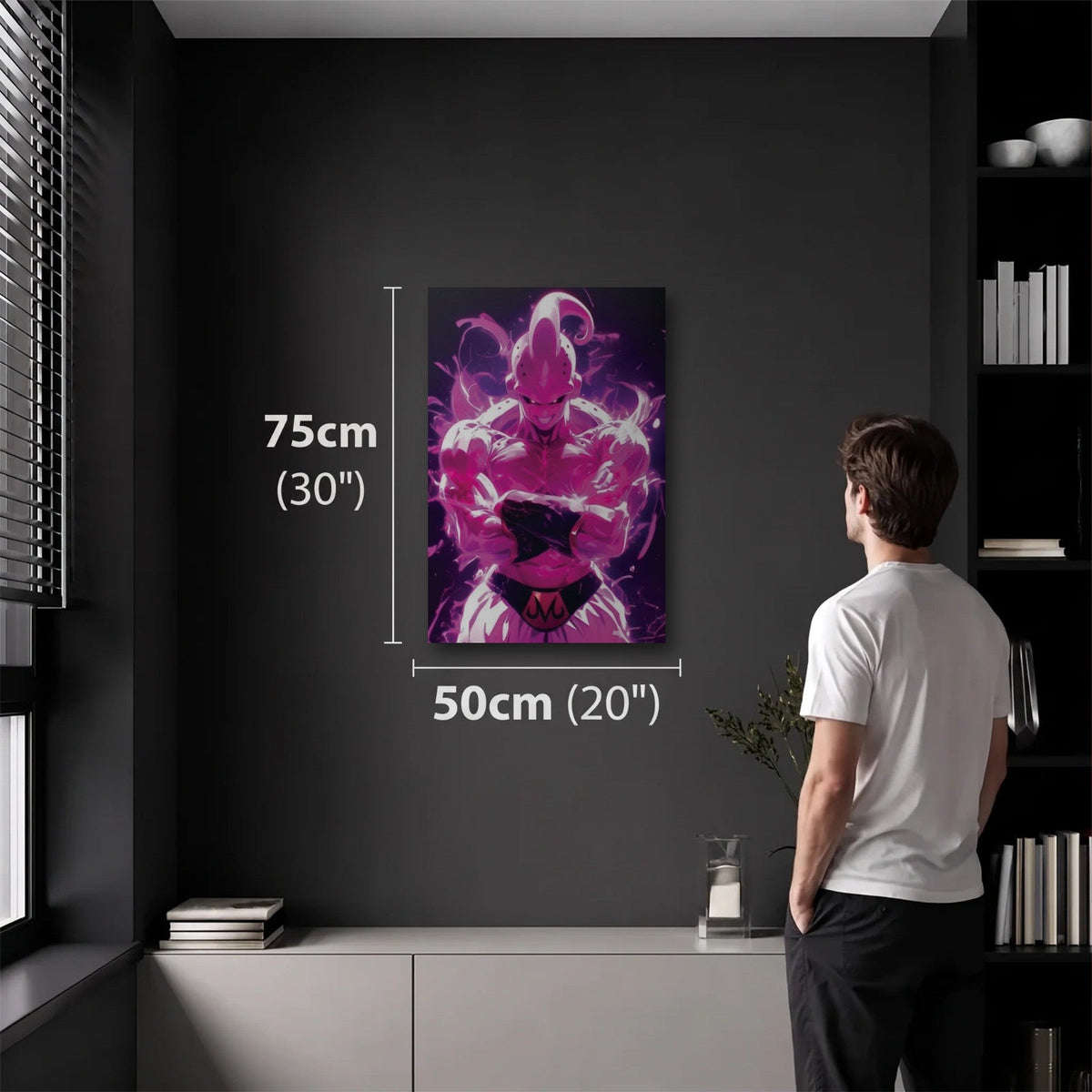 Anime Art 50x75 cm acrylic wall art in a dark modern room