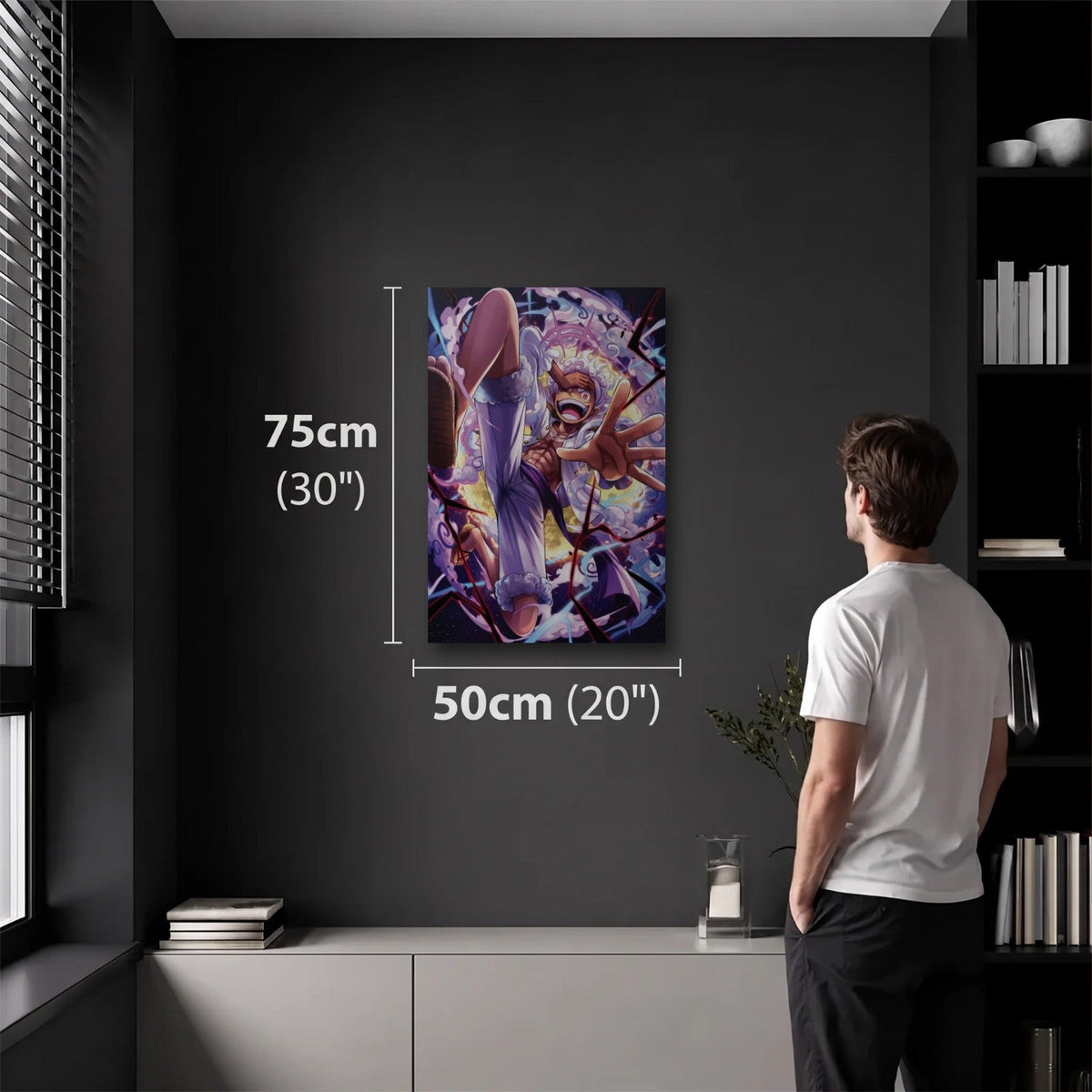 Anime Art 50x75 cm acrylic wall art in a dark modern room