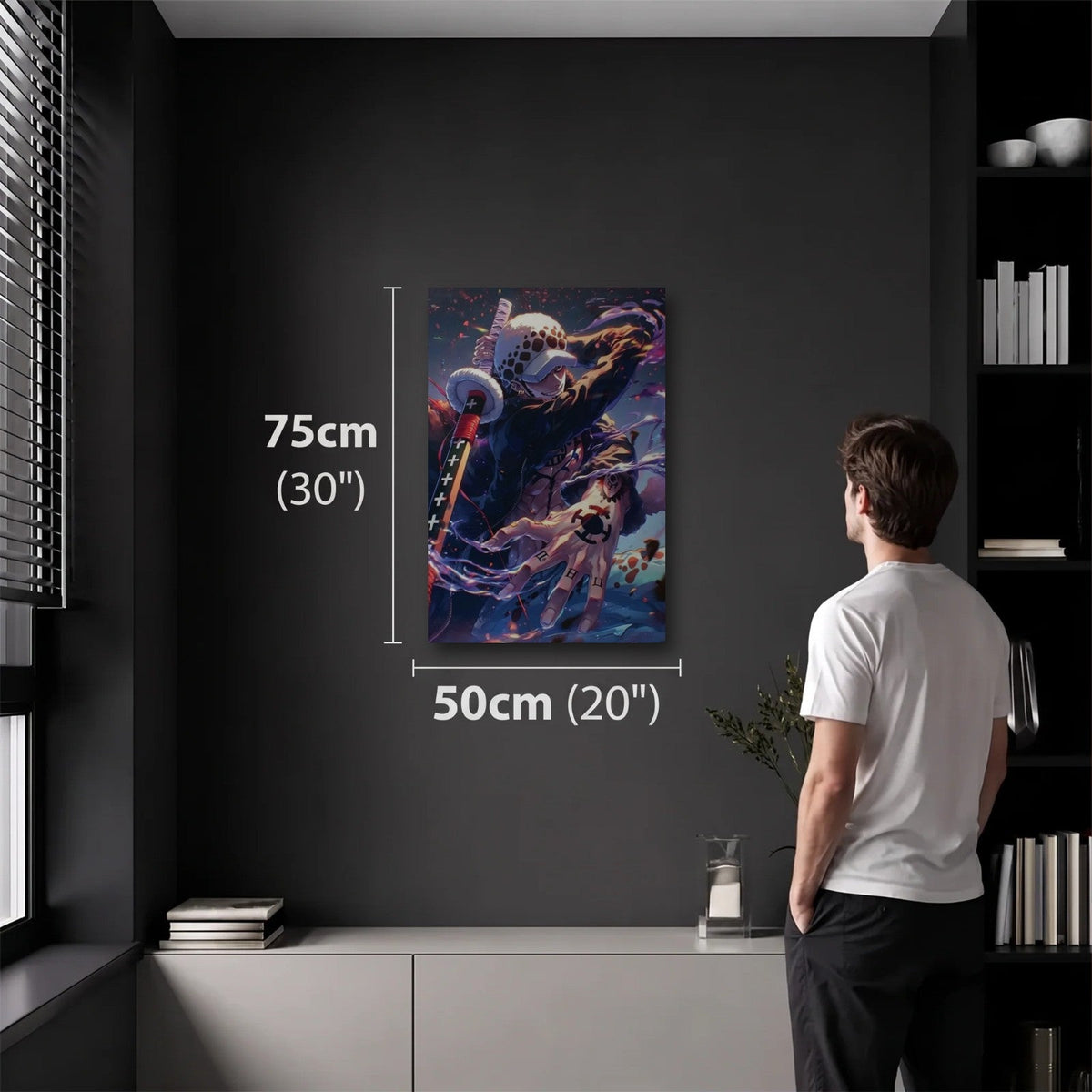 Anime Art 50x75 cm acrylic wall art in a dark modern room