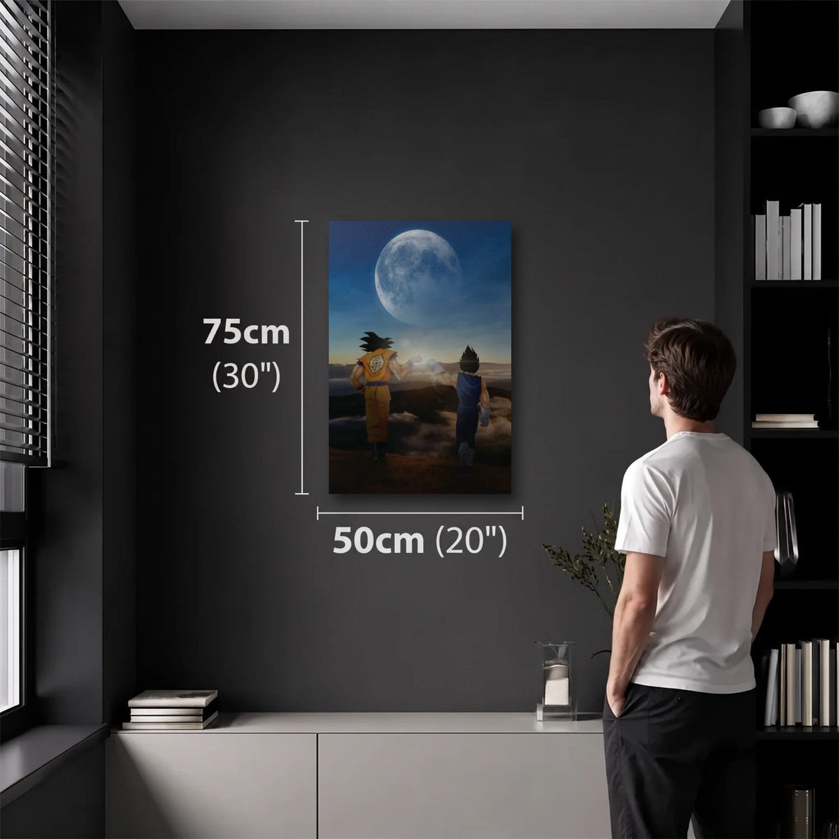 Anime Art 50x75 cm acrylic wall art in a dark modern room