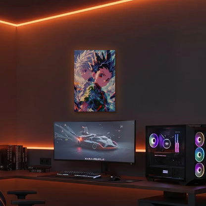 Anime Art acrylic wall art in an orange LED gaming room