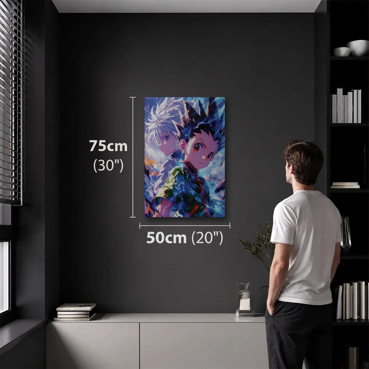 Anime Art 50x75 cm acrylic wall art in a dark modern room