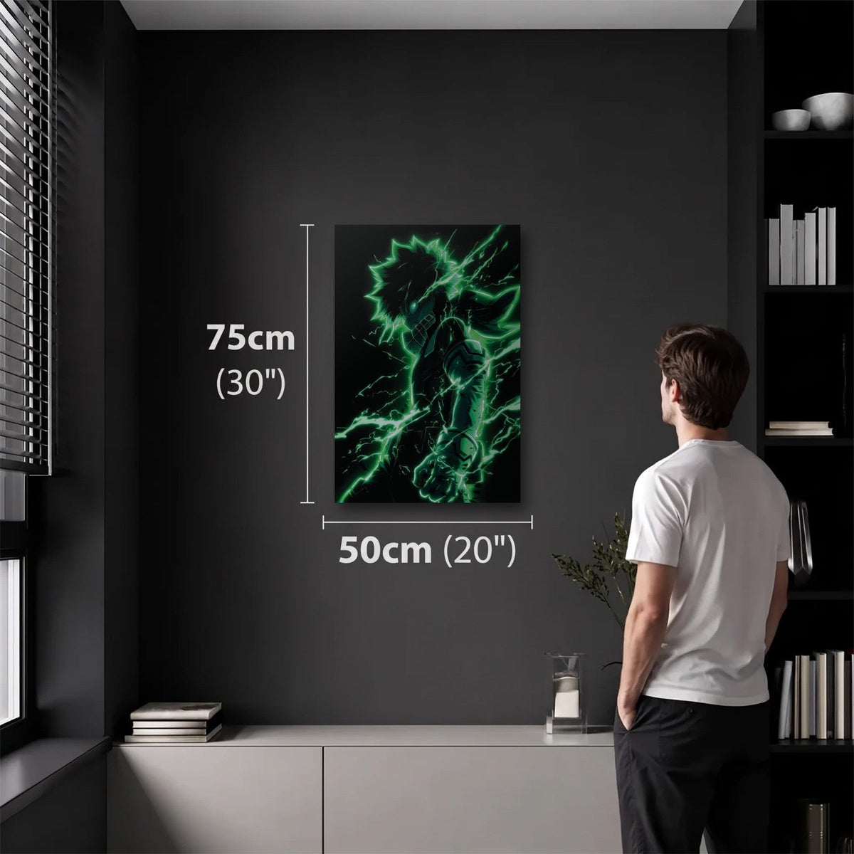 Anime Art 50x75 cm acrylic wall art in a dark modern room