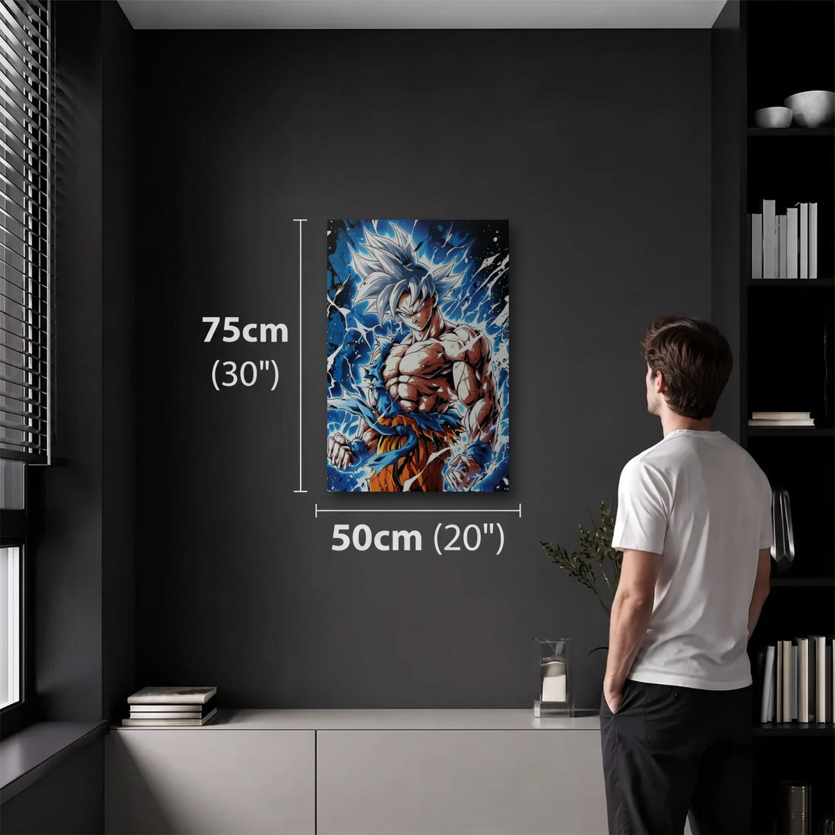 Anime Art 50x75 cm acrylic wall art in a dark modern room
