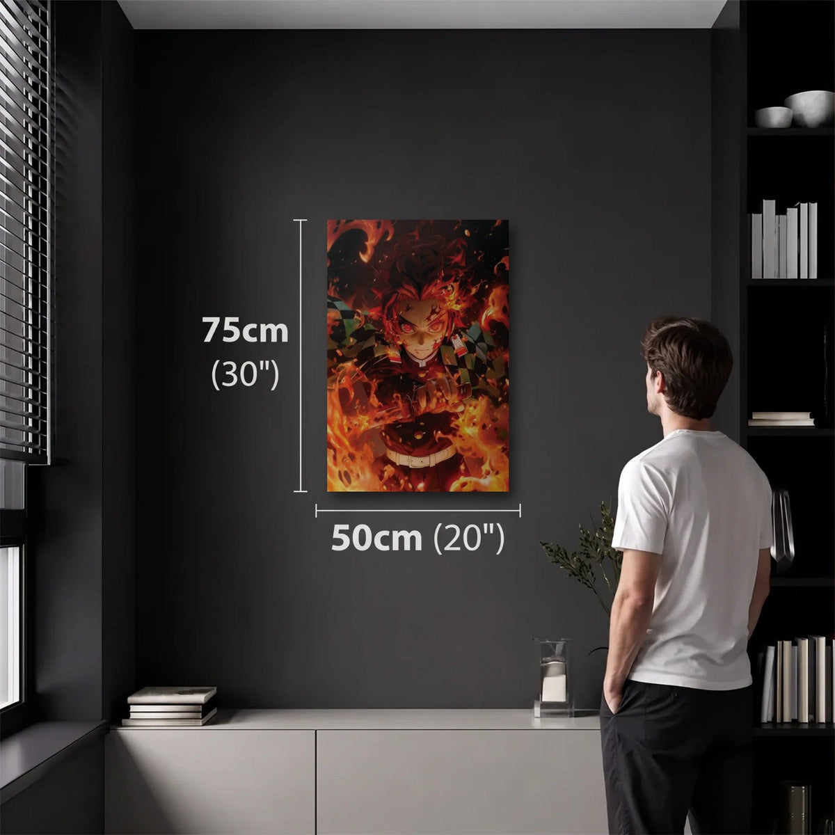 Anime Art 50x75 cm acrylic wall art in a dark modern room