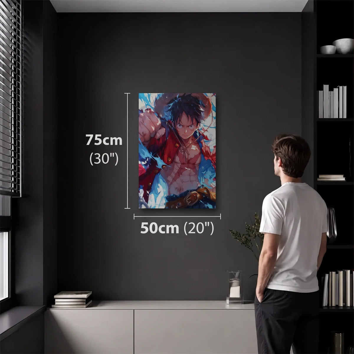 Anime Art 50x75 cm acrylic wall art in a dark modern room