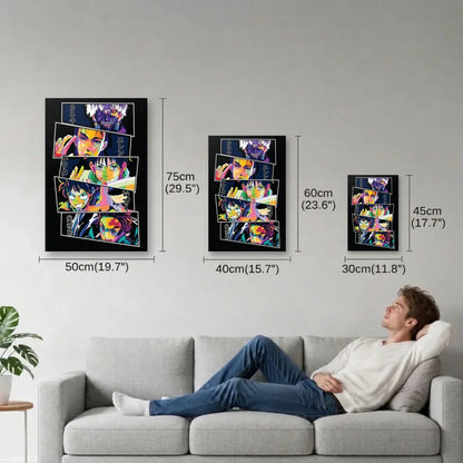 Anime Art size guide 30x45, 40x60, 50x75 cm