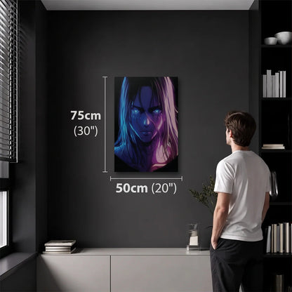 Anime Art 50x75 cm acrylic wall art in a dark modern room