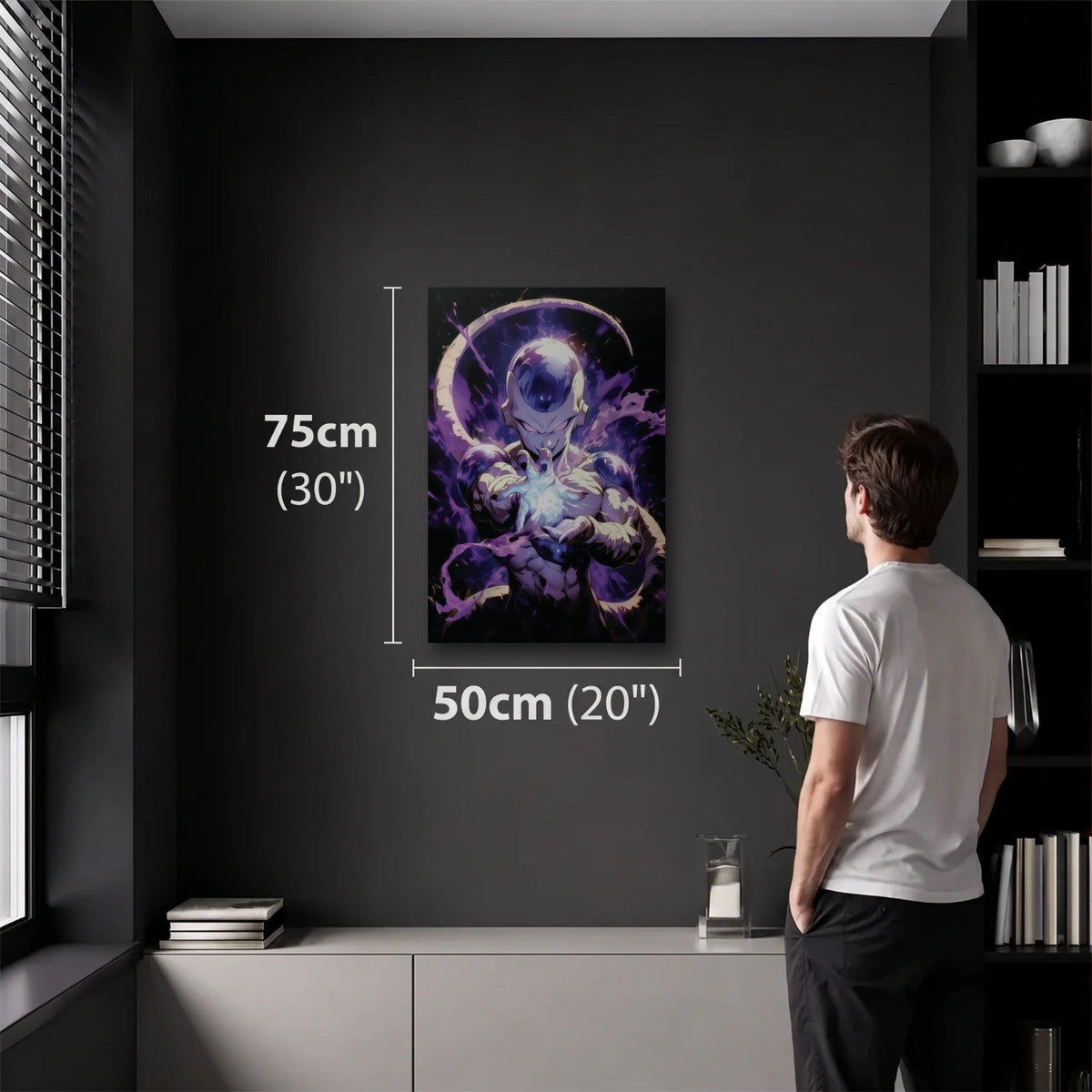 Anime Art 50x75 cm acrylic wall art in a dark modern room