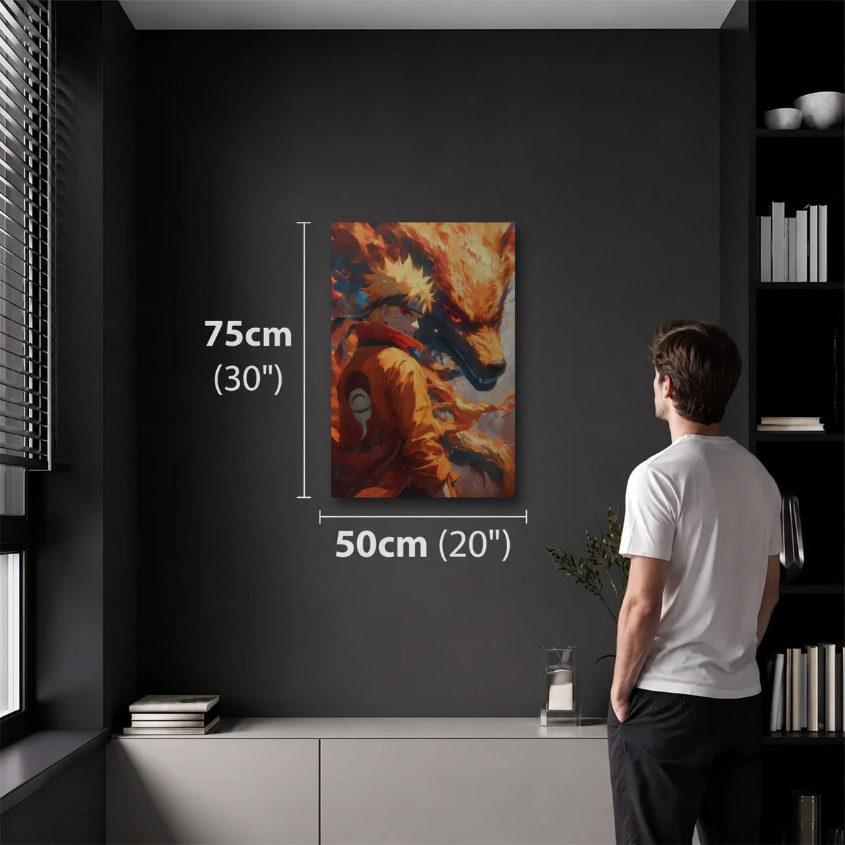 Anime Art 50x75 cm acrylic wall art in a dark modern room