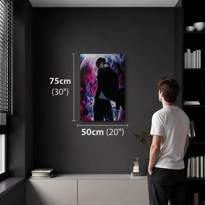 Anime Art 50x75 cm acrylic wall art in a dark modern room
