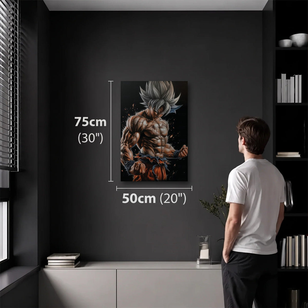 Anime Art 50x75 cm acrylic wall art in a dark modern room