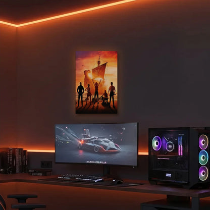 Anime Art acrylic wall art in an orange LED gaming room