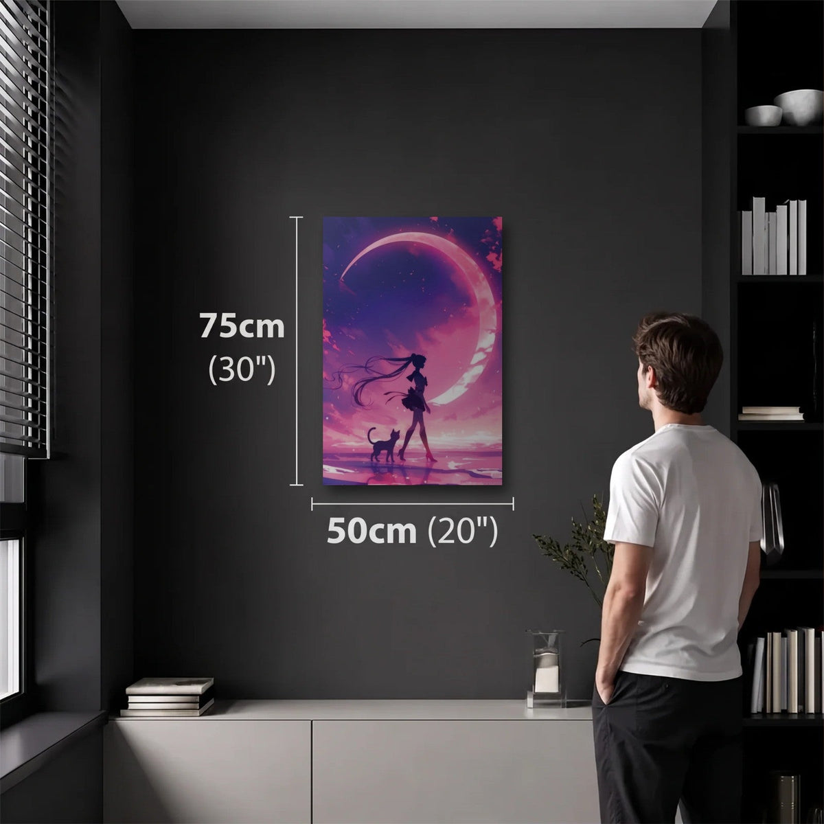 Anime Art 50x75 cm acrylic wall art in a dark modern room