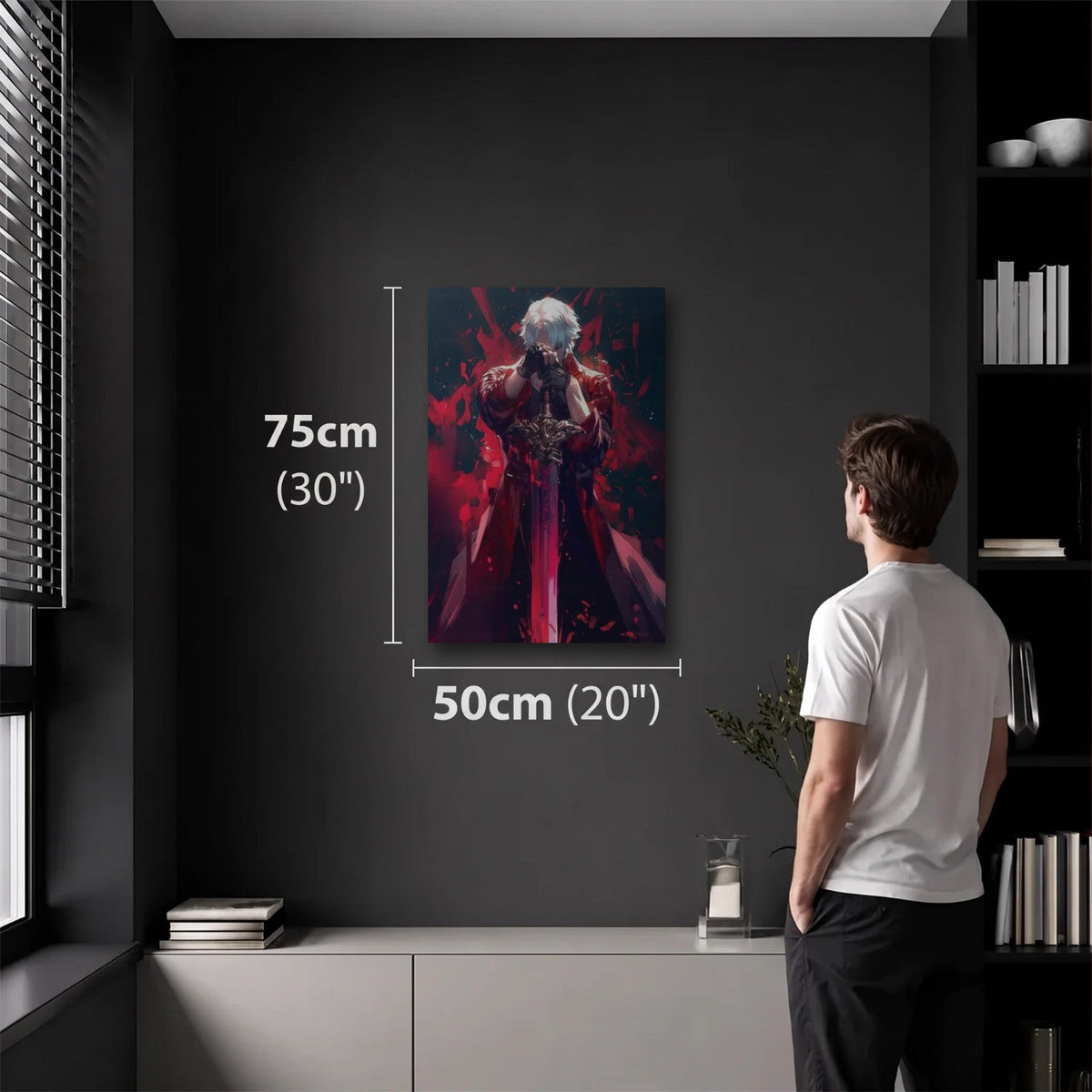 Anime Art 50x75 cm acrylic wall art in a dark modern room