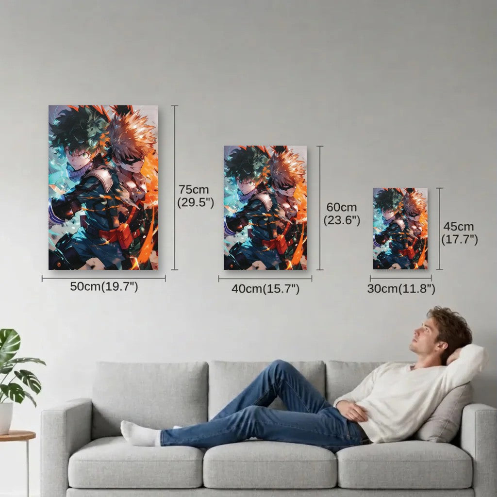 Anime Art size guide 30x45, 40x60, 50x75 cm