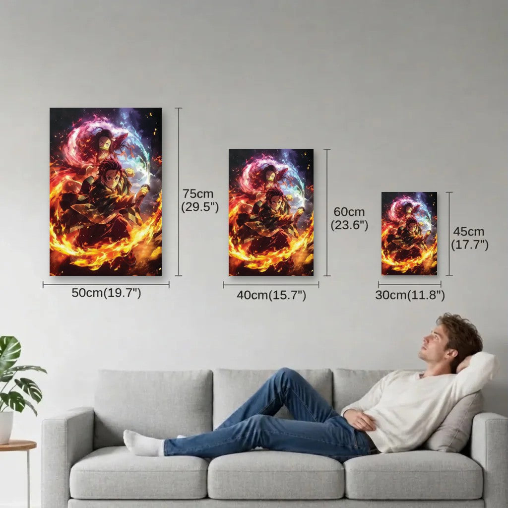 Anime Art size guide 30x45, 40x60, 50x75 cm