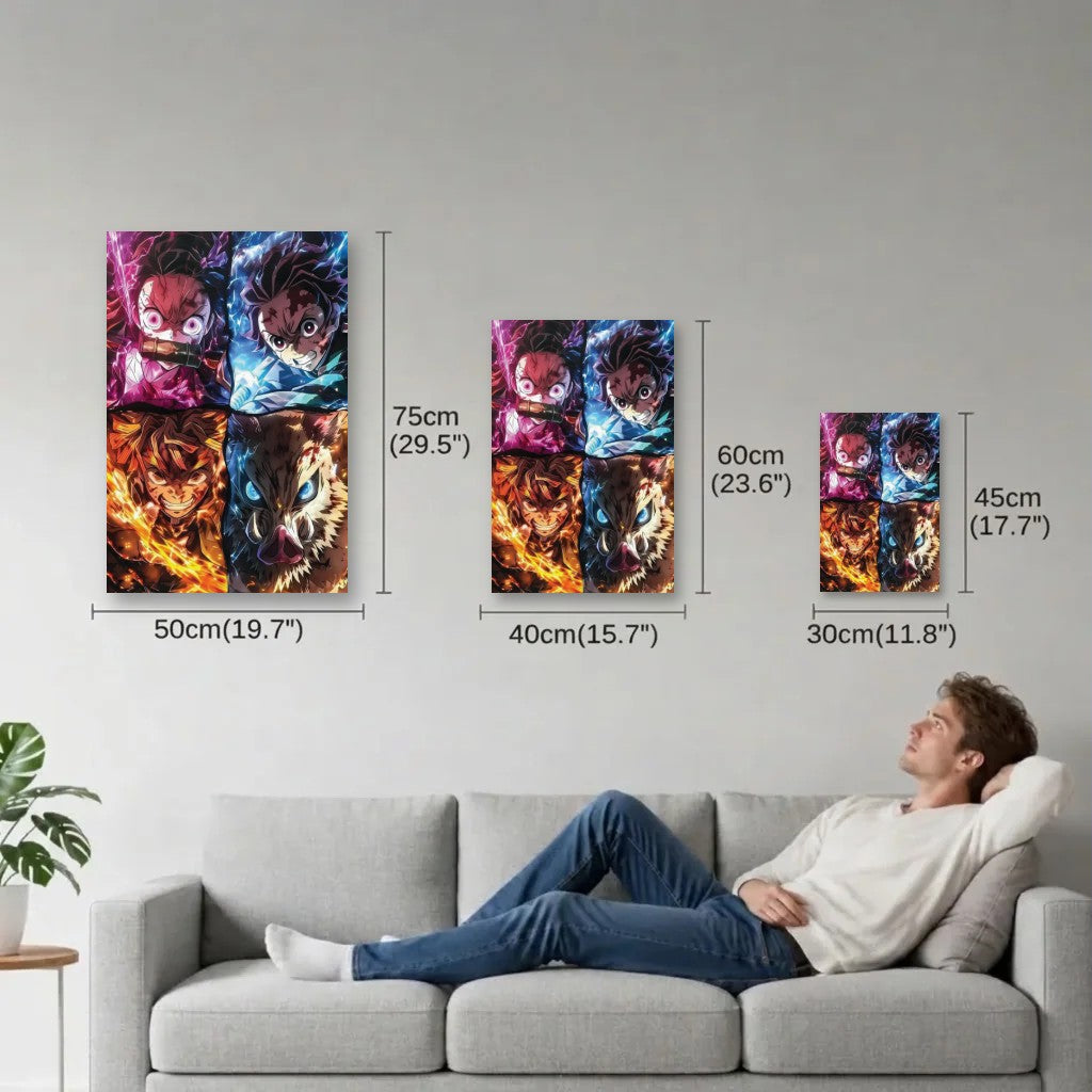 Anime Art size guide 30x45, 40x60, 50x75 cm
