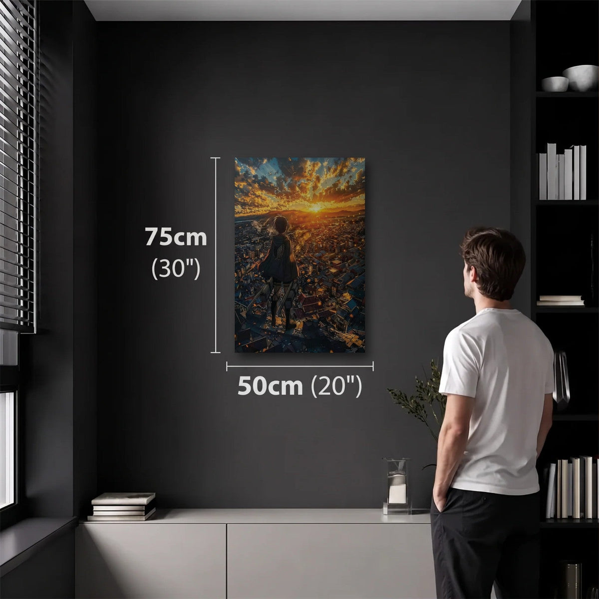 Anime Art 50x75 cm acrylic wall art in a dark modern room