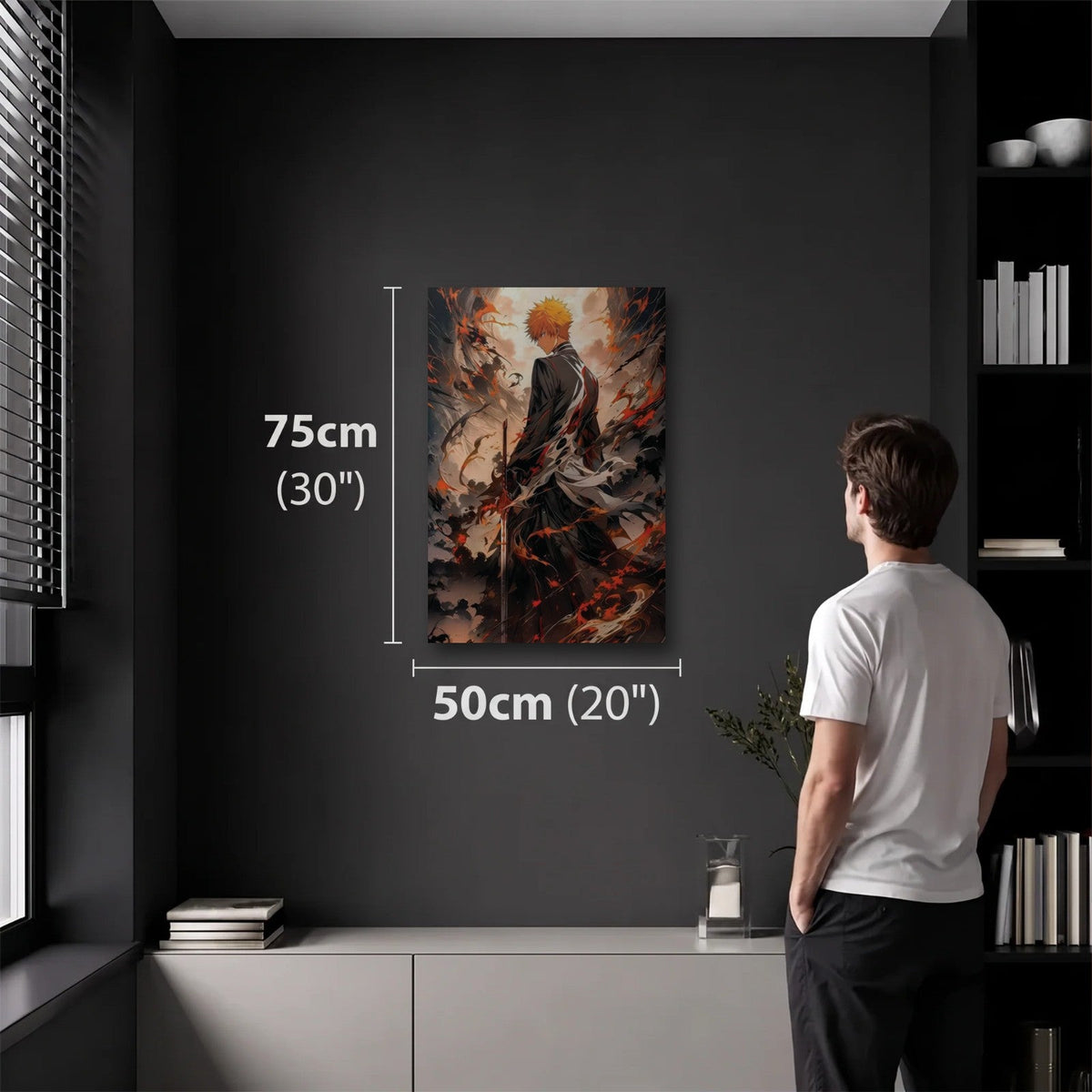 Anime Art 50x75 cm acrylic wall art in a dark modern room