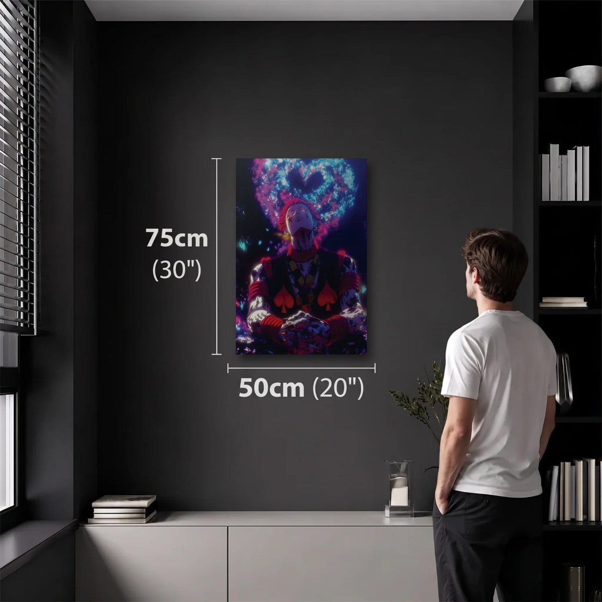 Anime Art 50x75 cm acrylic wall art in a dark modern room
